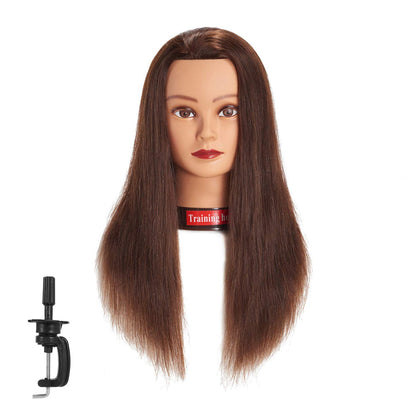 Tête de mannequin Headwinn avec cheveux bruns de 20-22 pouces