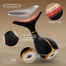 Tête de massage ergonomique du GLO24K avec LED