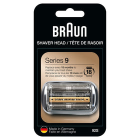 Tête de rasoir Braun Série 9 92S vue avant avec éléments de rasage