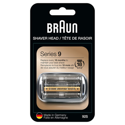 Tête de rasoir Braun Série 9 92S vue avant avec éléments de rasage