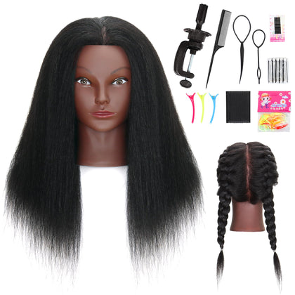 Tête mannequin 16 pouces en cheveux humains vue avant