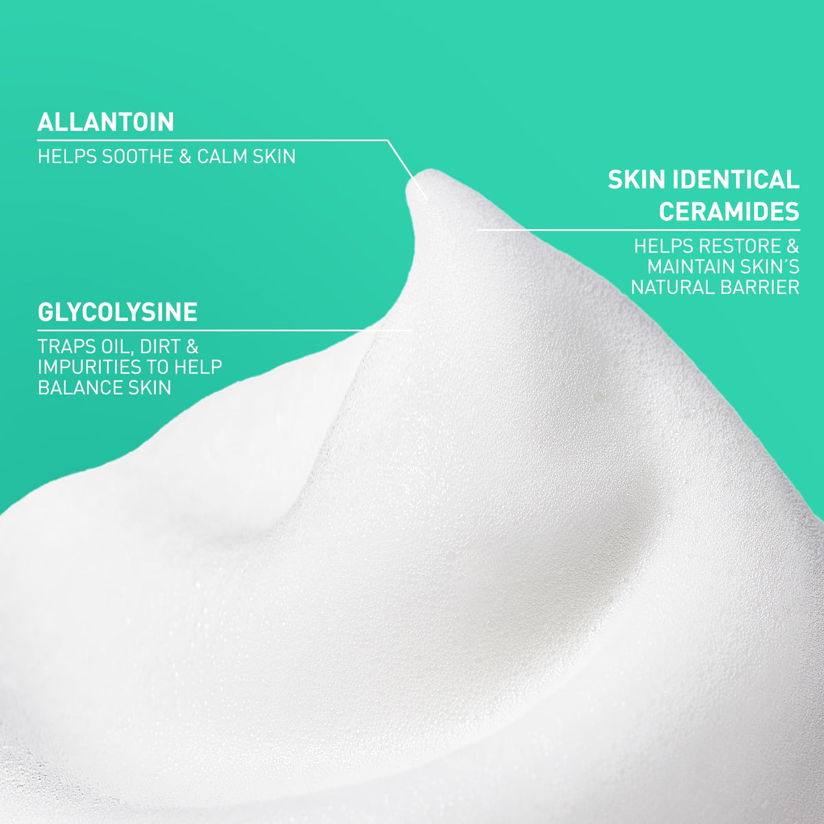 Texture aérienne du nettoyant moussant CeraVe
