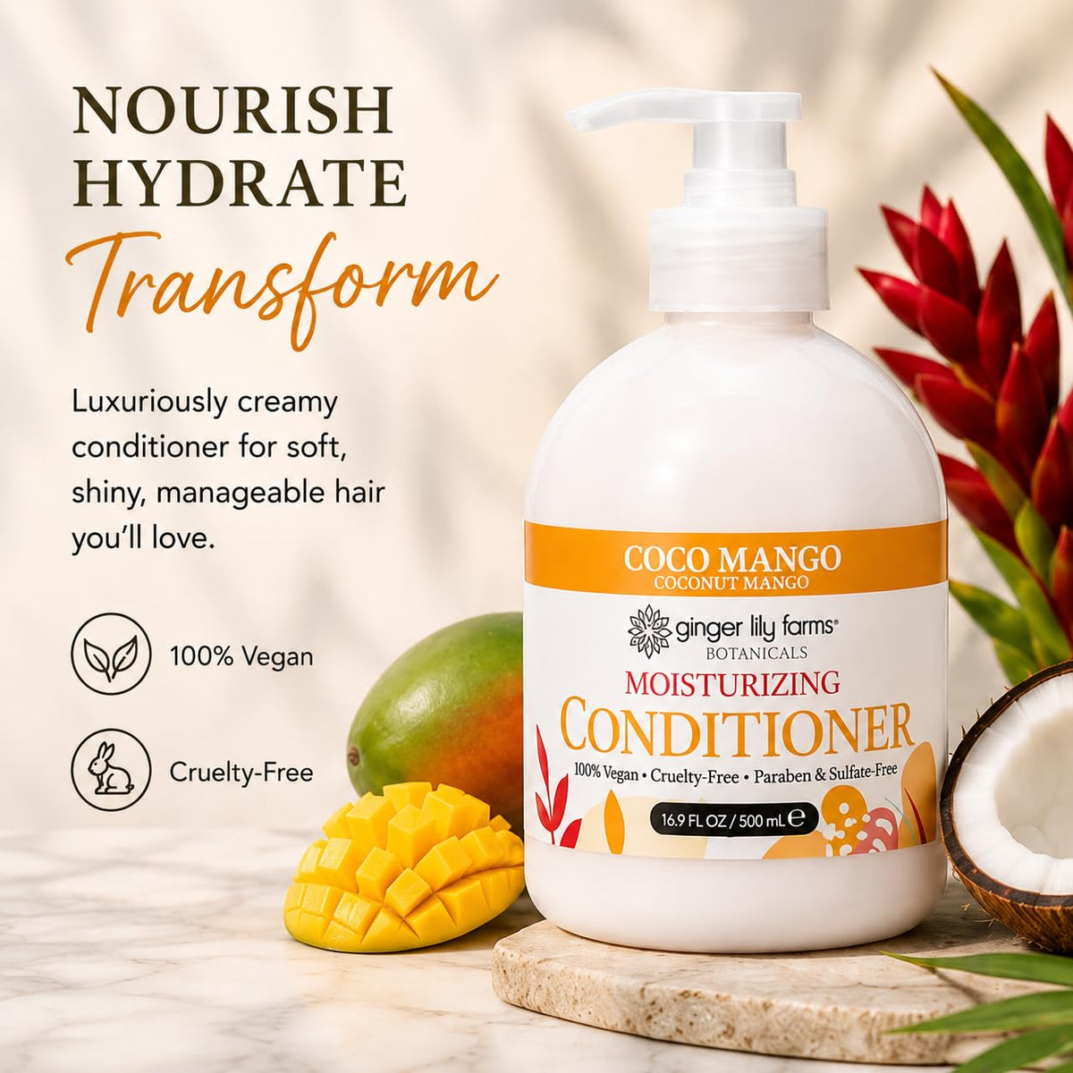 Texture crémeuse de l'après-shampoing Coco Mango Ginger Lily Farms