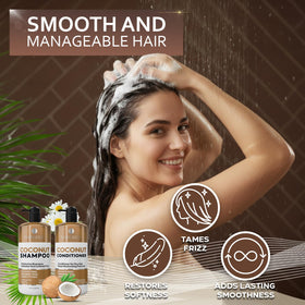 Texture crémeuse de l'après-shampooing BELLISSO à la noix de coco