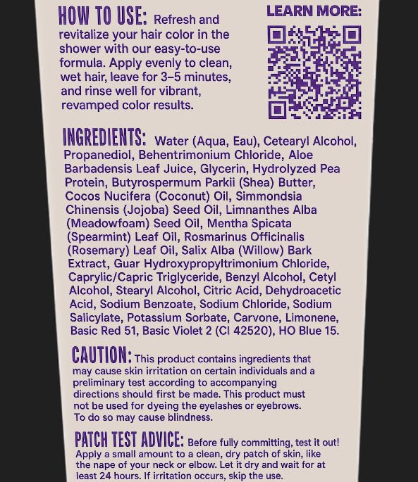 Texture crémeuse de l'après-shampooing Overtone Royal Plum