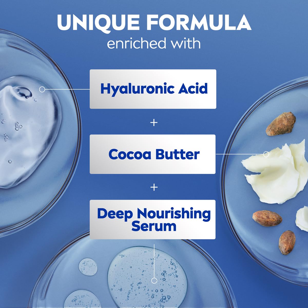 Texture crémeuse de la lotion NIVEA Beurre de Cacao
