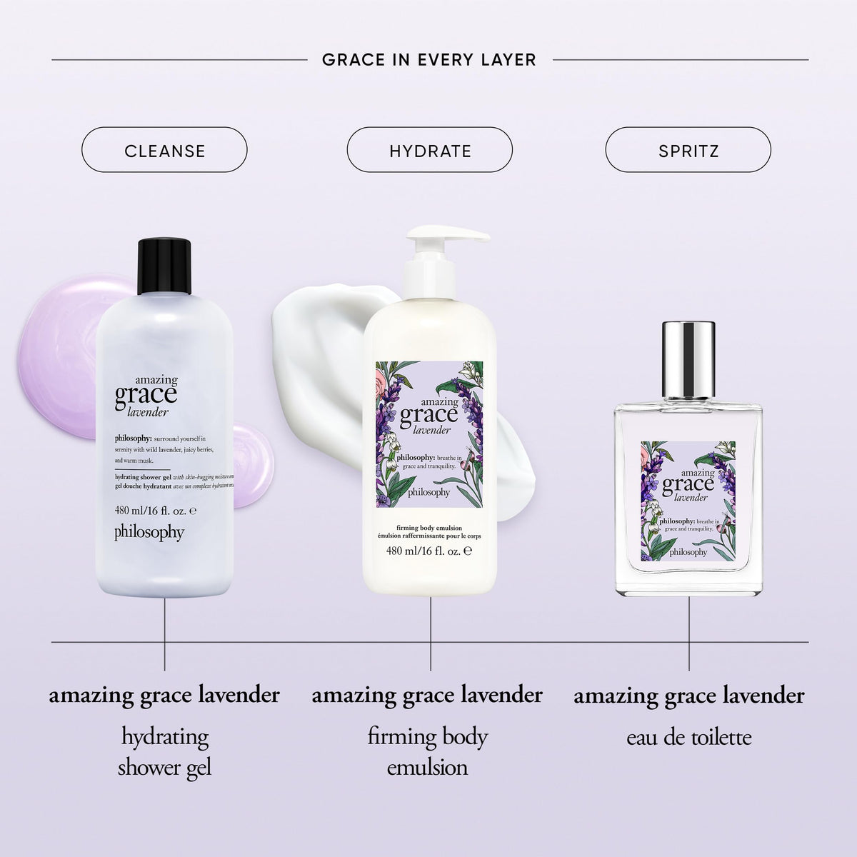 Texture crémeuse du Gel Douche Lavande philosophy