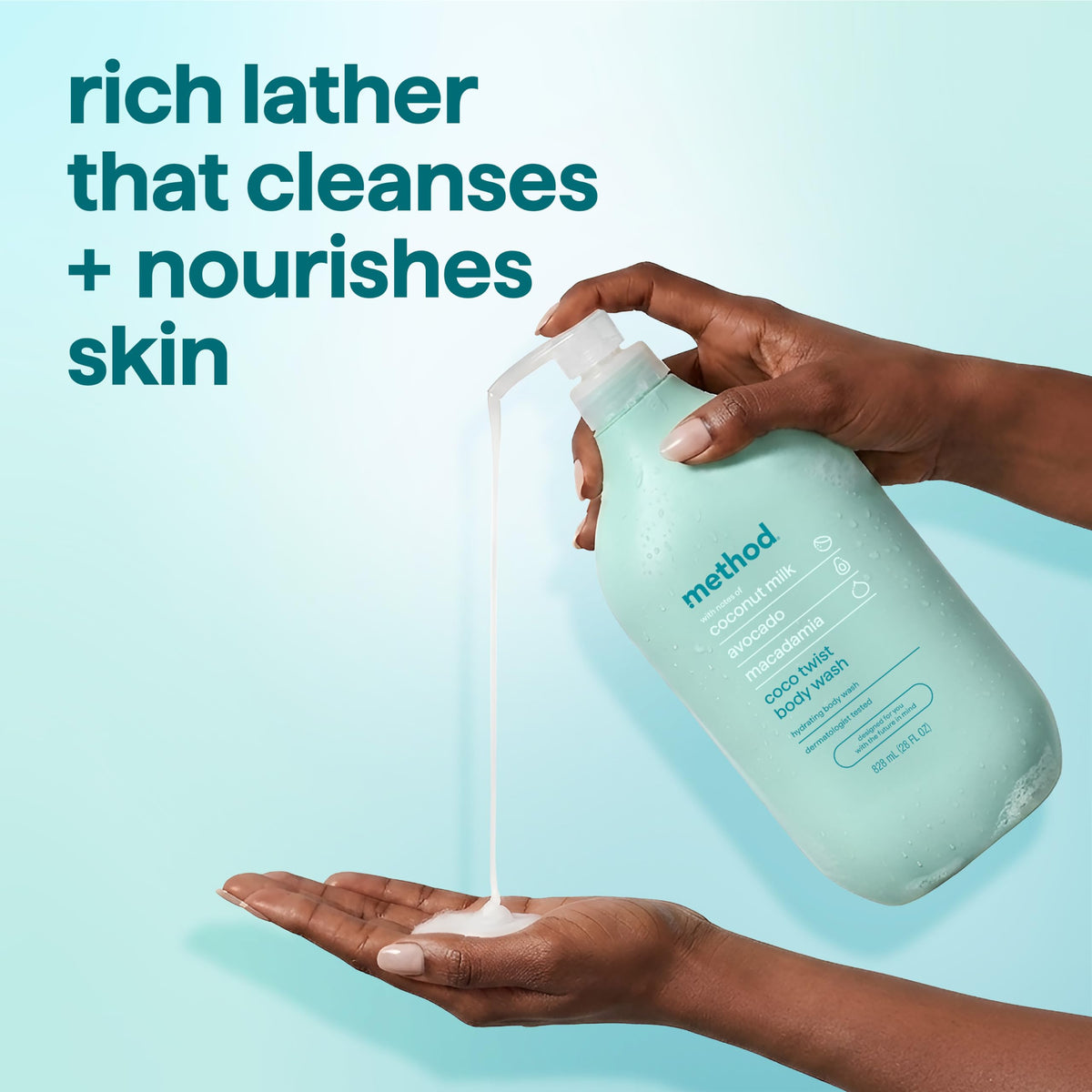 Texture crémeuse du gel douche Method Coco Twist