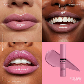 Texture crémeuse du NYX Butter Gloss Eclair sur les lèvres