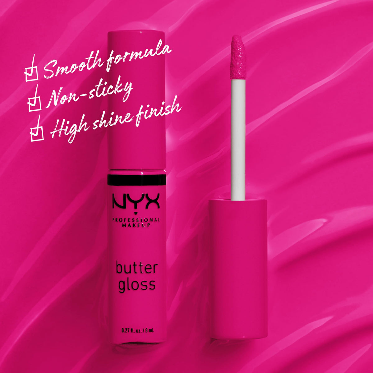 Texture crémeuse du NYX Butter Gloss sur les lèvres
