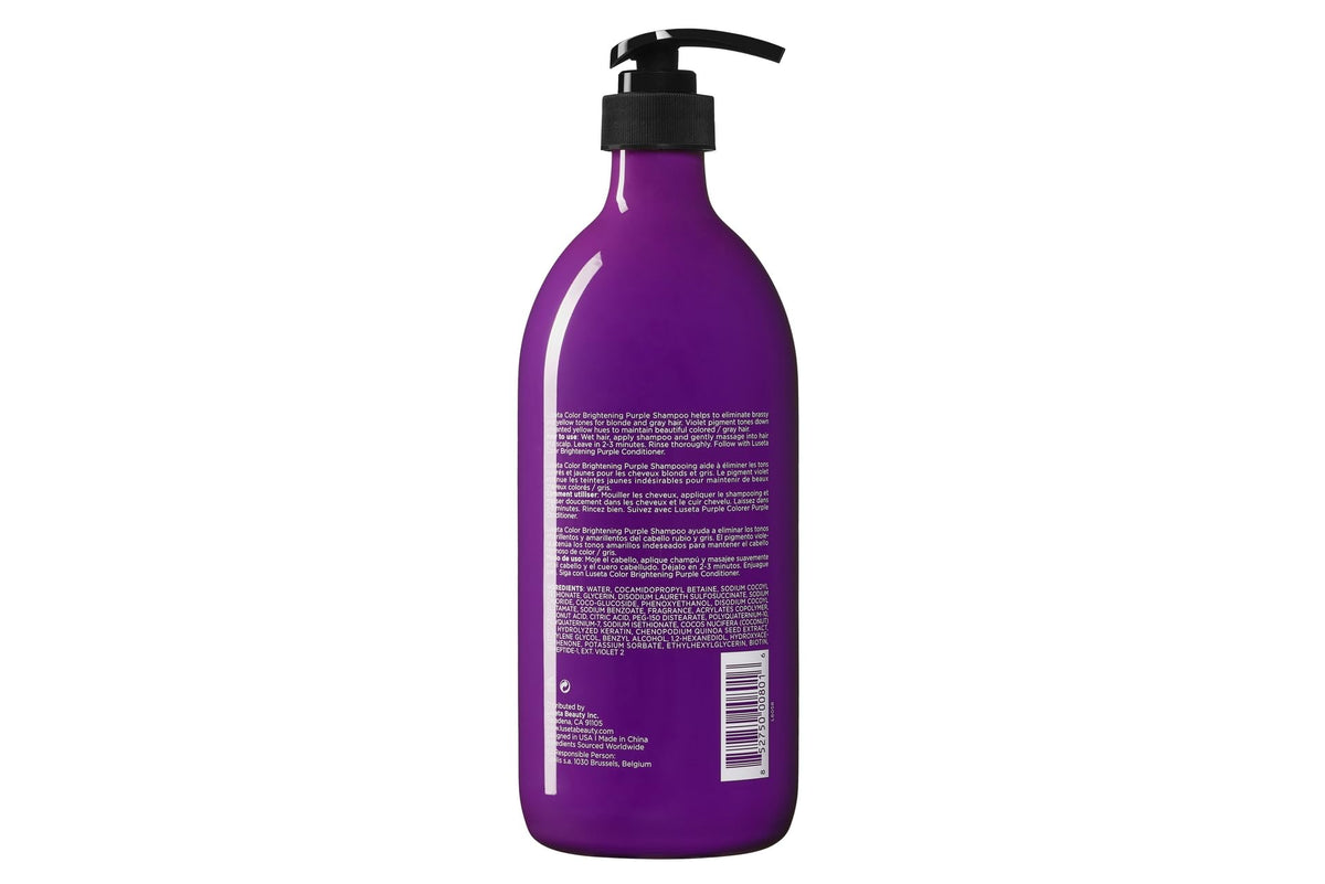Texture de l'après-shampooing violet L LUSETA sur une main