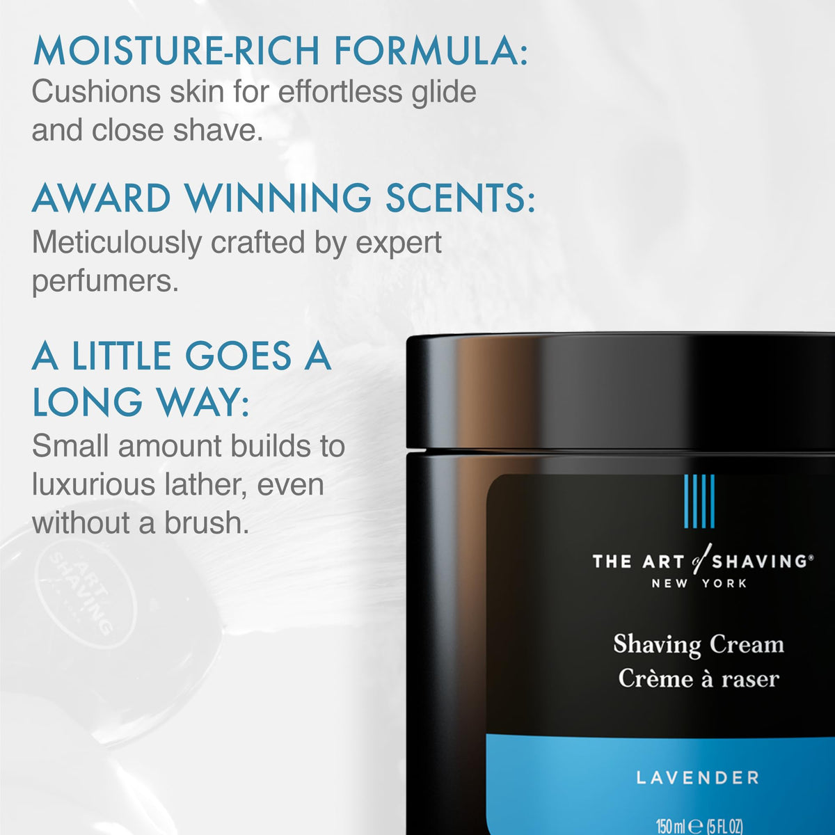 Texture de la crème à raser Lavande dans un bol