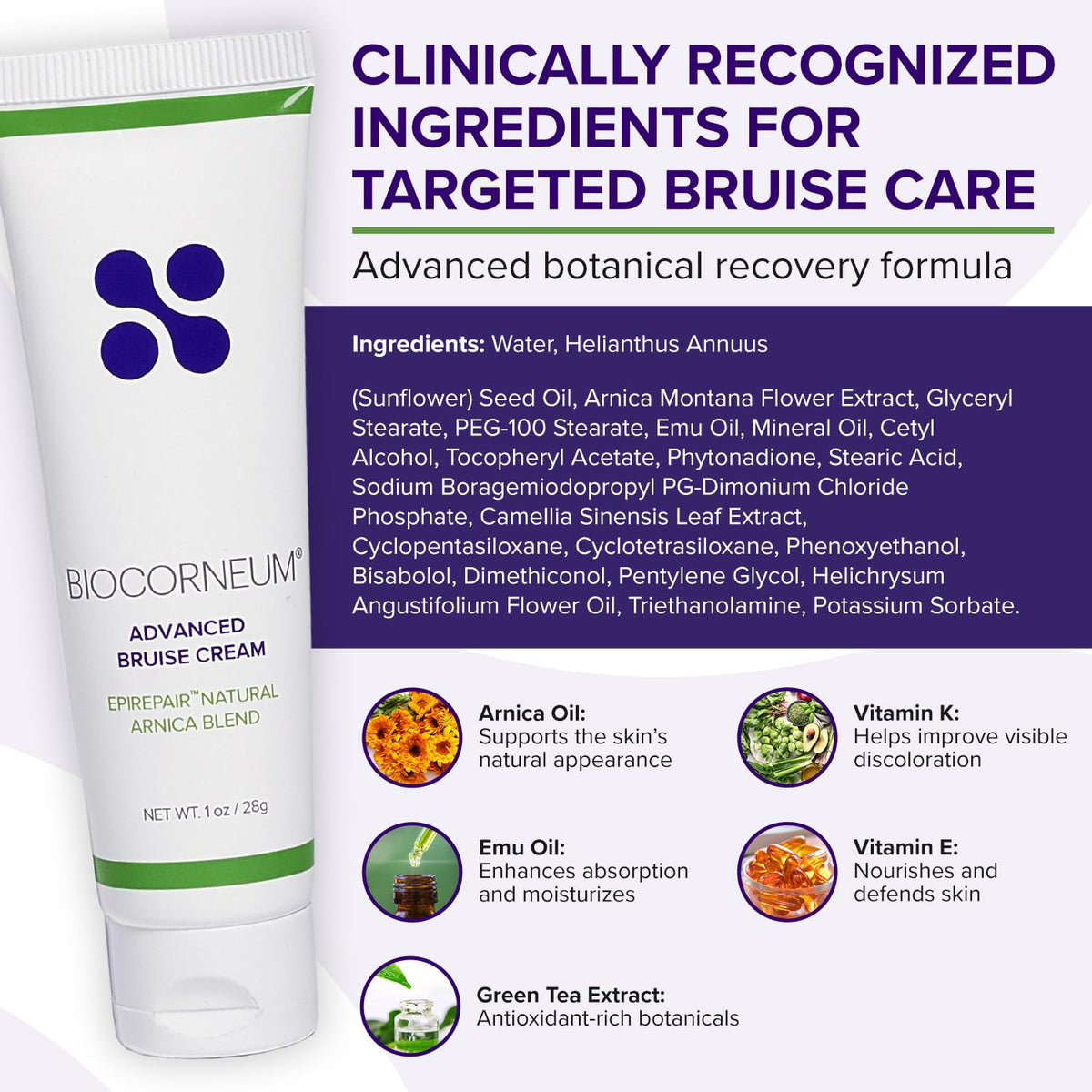 Texture de la crème BIOCORNEUM anti-hématomes sur un doigt