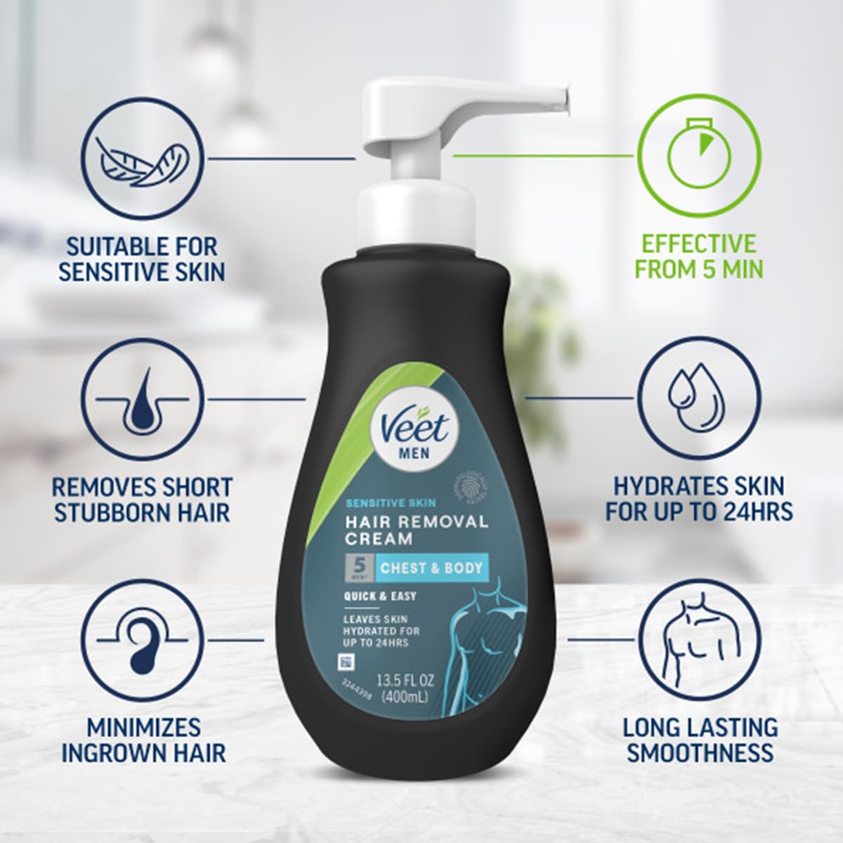 Texture de la crème dépilatoire Veet pour homme dans un bol