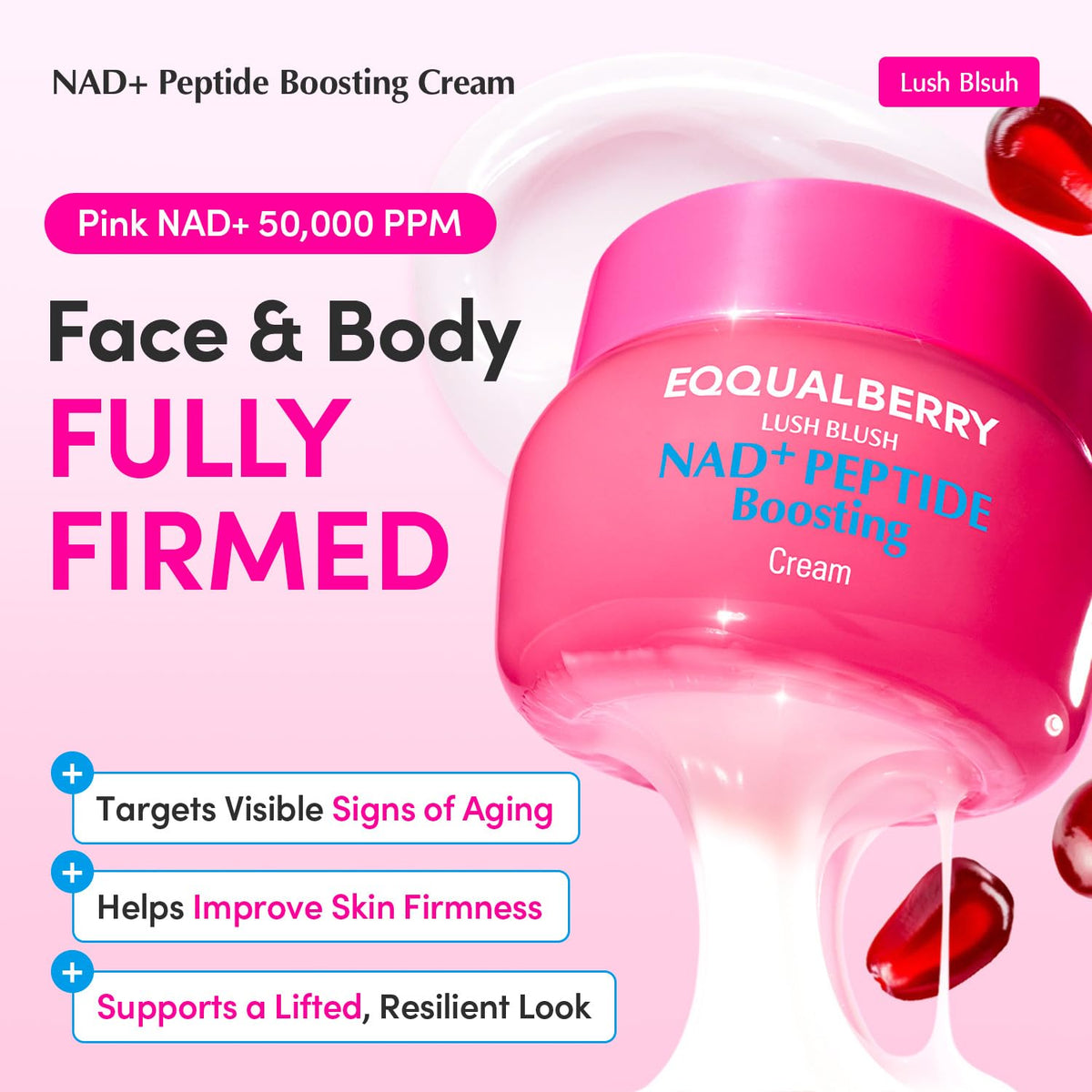 Texture de la crème EQQUALBERRY Peptide Anti-Âge sur une main