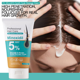 Texture de la crème MQN 5% Minoxidil sur une main