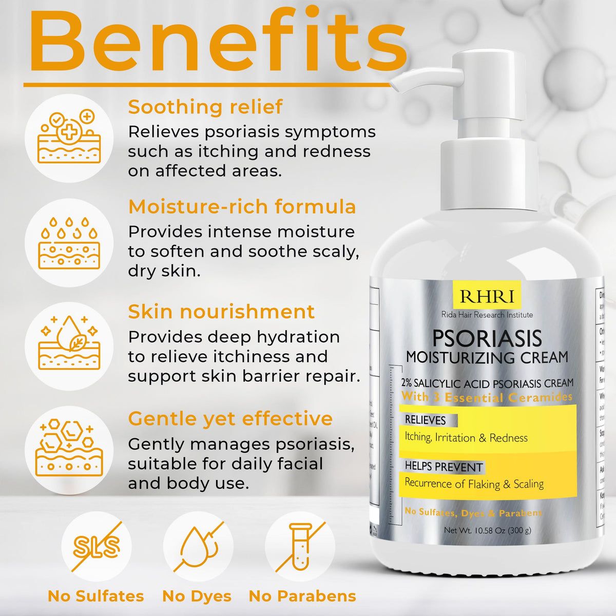 Texture de la crème psoriasis Rida sur une main