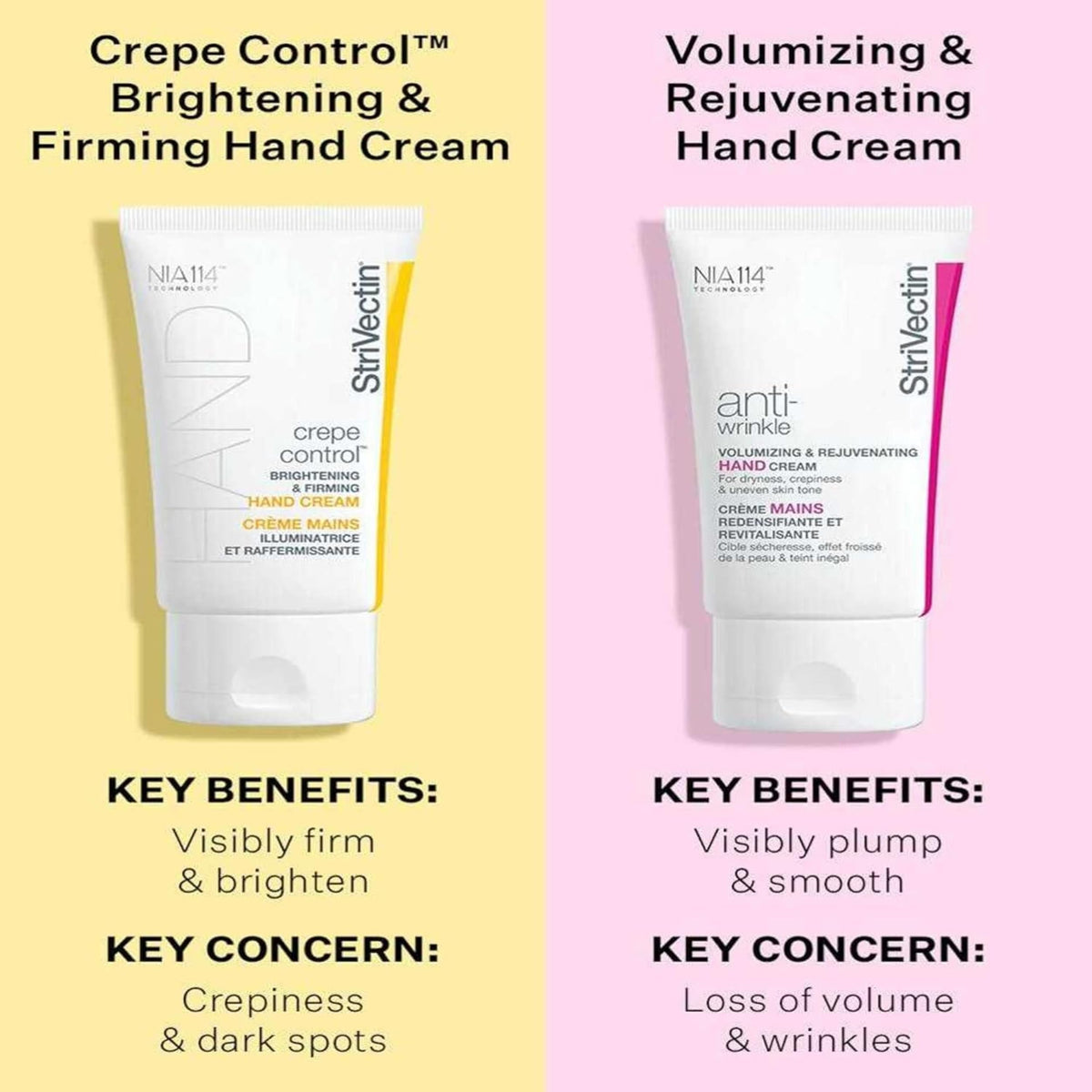 Texture de la crème StriVectin pour les mains sur une surface