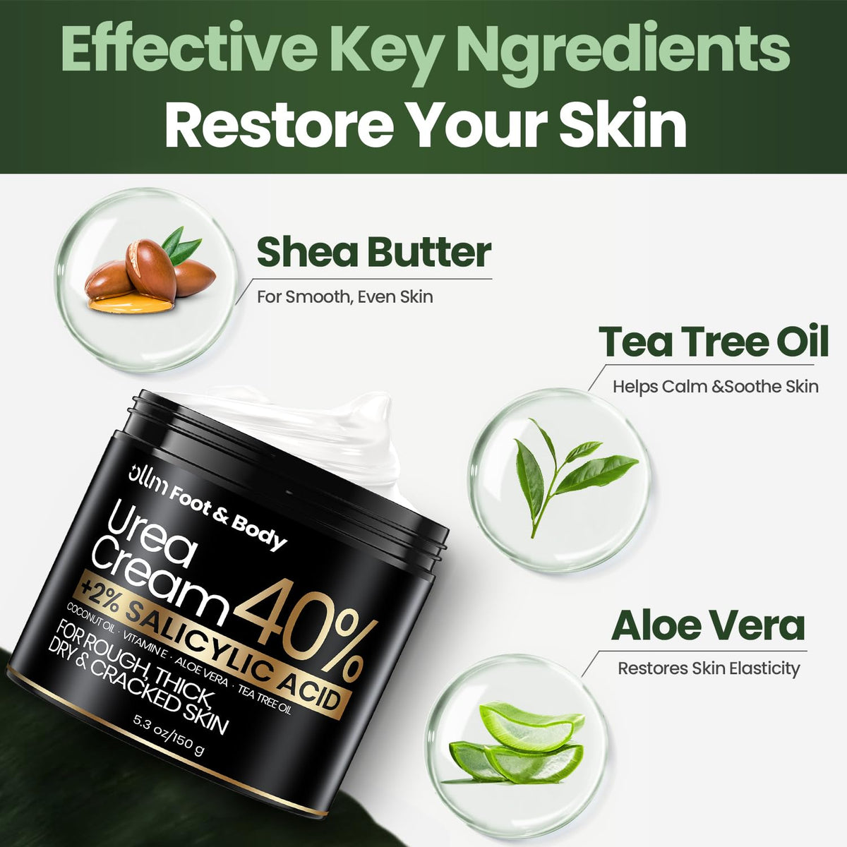 Texture de la crème Urea 40% OLLM sur la main