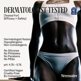 Texture de la lotion corporelle Nécessaire sur la main