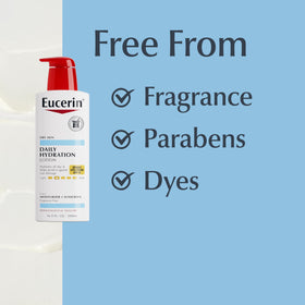 Texture de la lotion Eucerin sur la peau