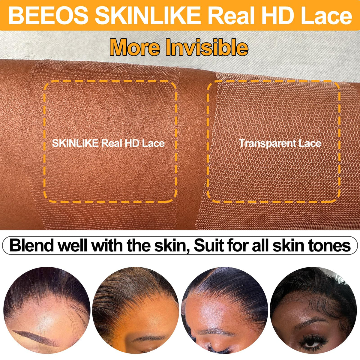 Texture de vagues profondes du BEEOS Frontal Lace en cheveux humains