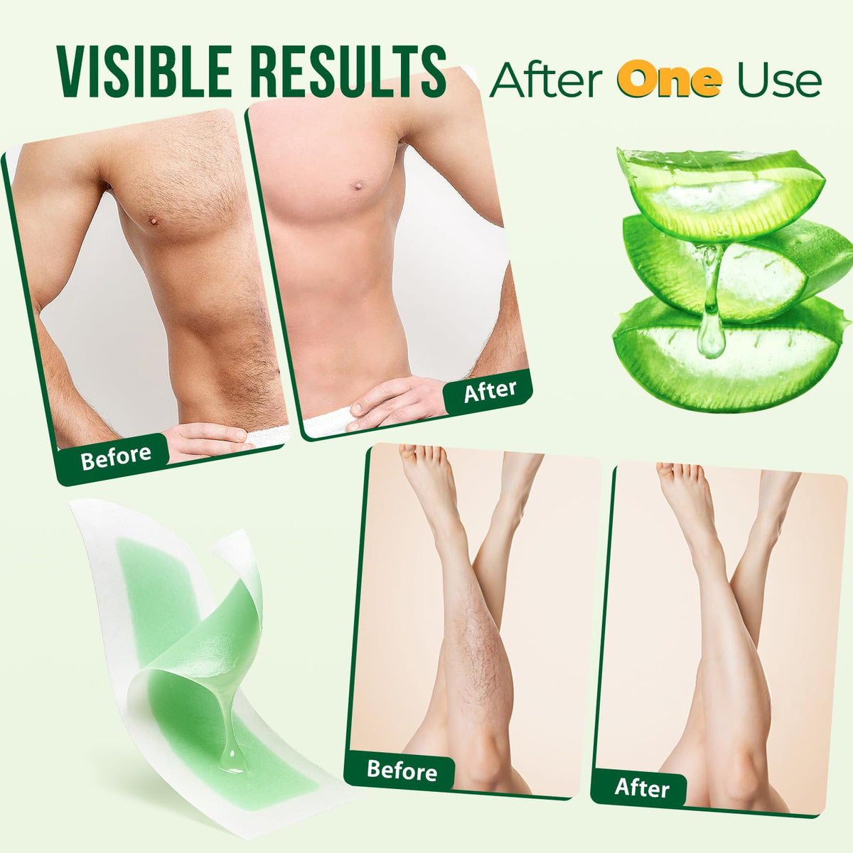 Texture douce des bandes de cire Sharmiz avec Aloe Vera
