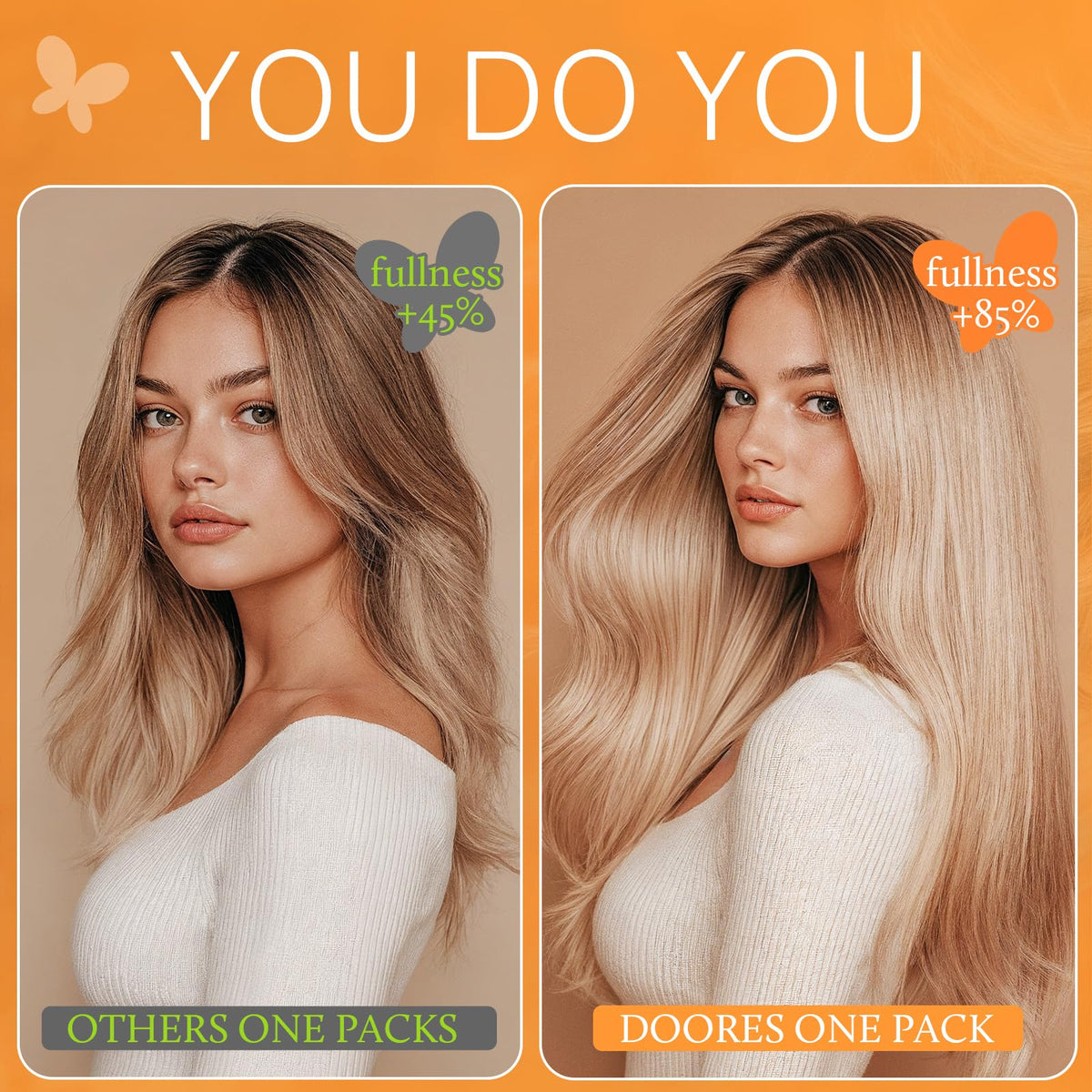 Texture douce des extensions DOORES, gros plan