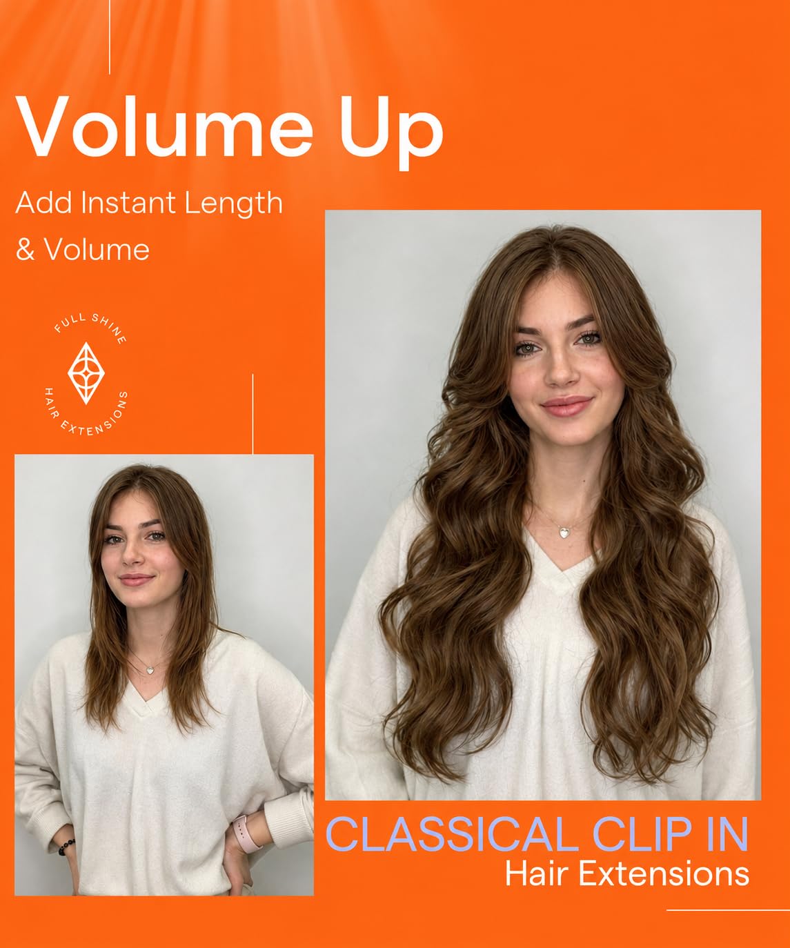 Texture douce des extensions Full Shine en gros plan