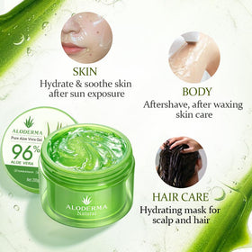 Texture du gel d'Aloe Vera Aloderma sur la main
