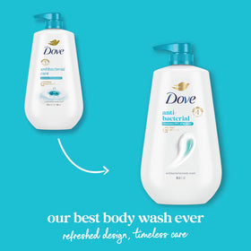 Texture du gel douche antibactérien Dove sur une main