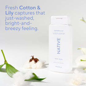 Texture du gel douche Native au Coton et Lys sur l'éponge