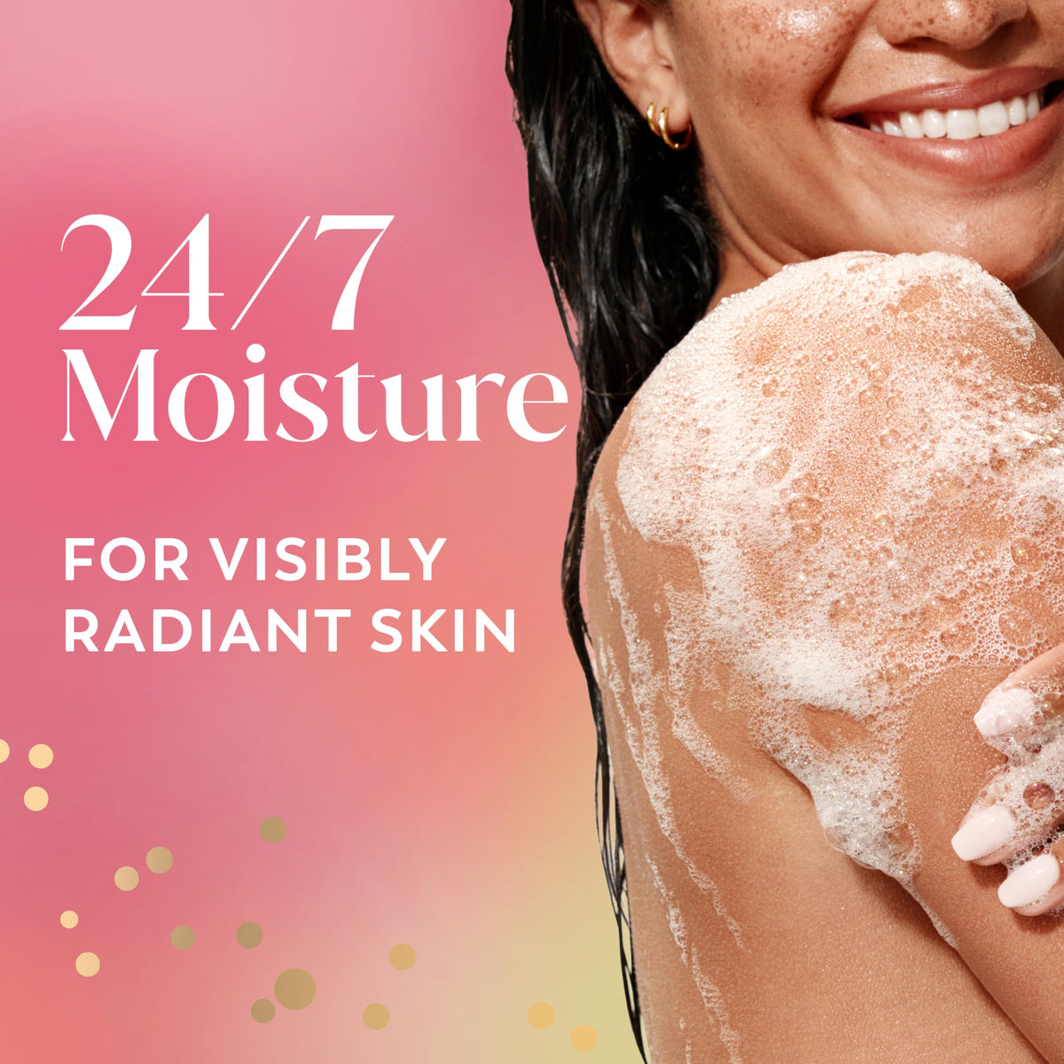Texture du gel douche Olay Melon Spritz sur une éponge