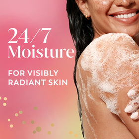 Texture du gel douche Olay Melon Spritz sur une éponge