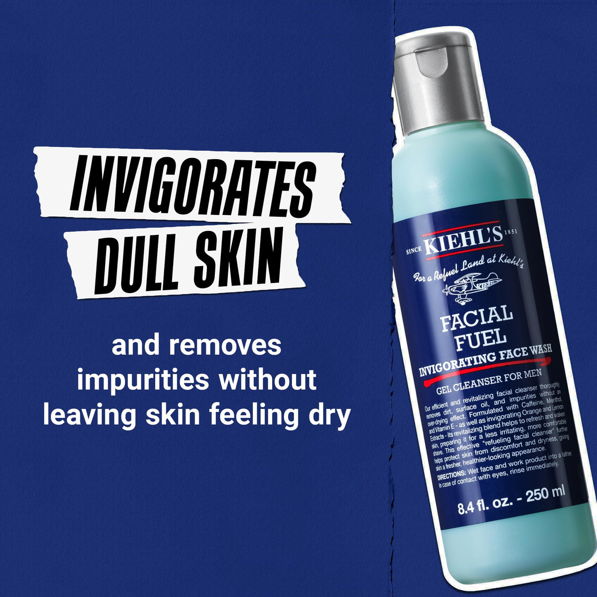 Texture du gel nettoyant Kiehl's Facial Fuel sur la main
