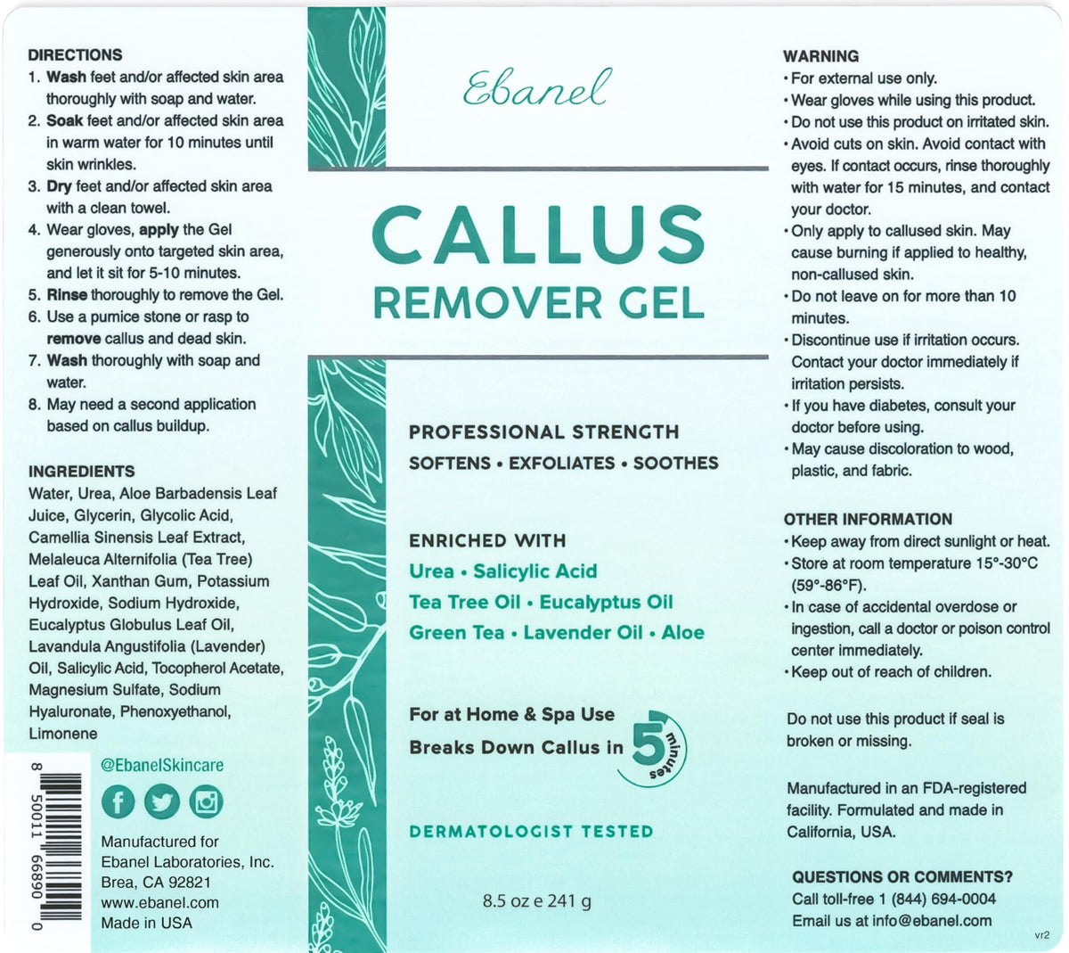 Texture du Gel Remover de Callosités Ebanel