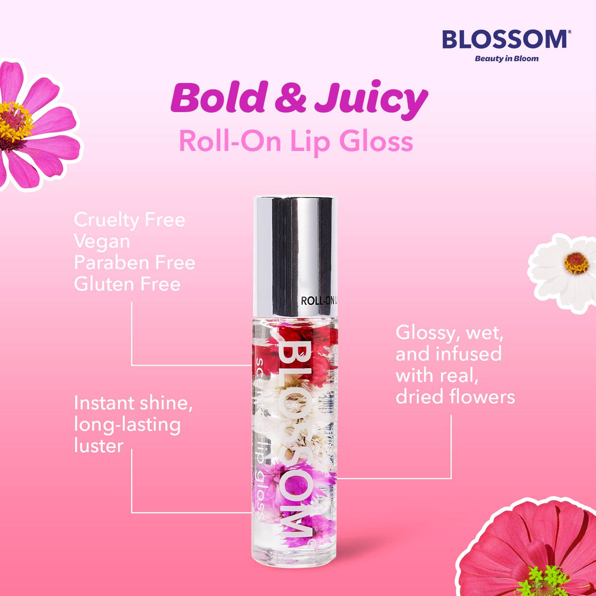 Texture du Gloss à Lèvres Blossom sur les lèvres
