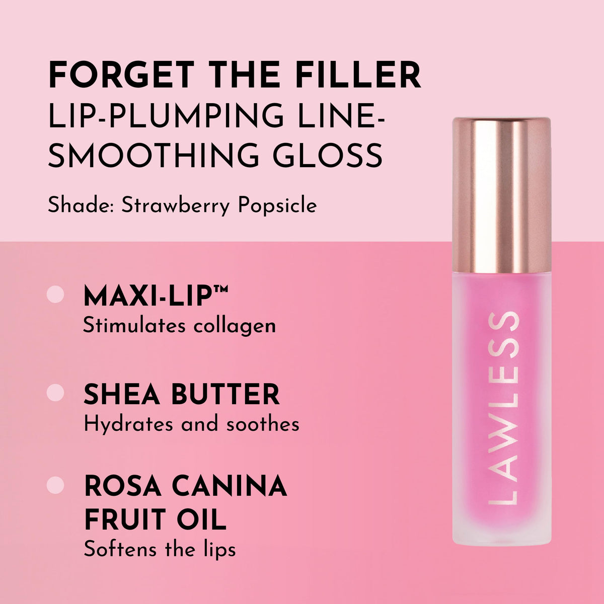 Texture du gloss à lèvres Lawless Strawberry Popsicle sur une main