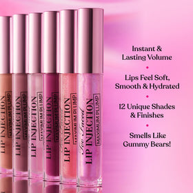 Texture du gloss volumisant Too Faced Lip Injection sur les lèvres