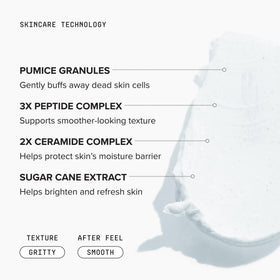 Texture du gommage Microdermabrasion DRMTLGY sur la main