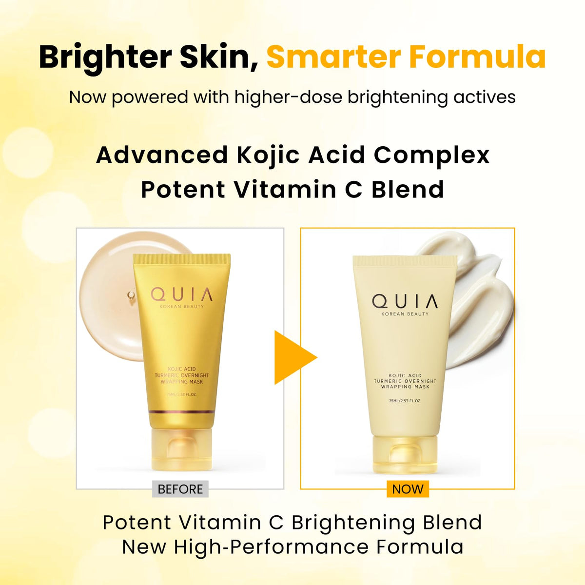 Texture du masque hydratant au curcuma et acide kojique en application