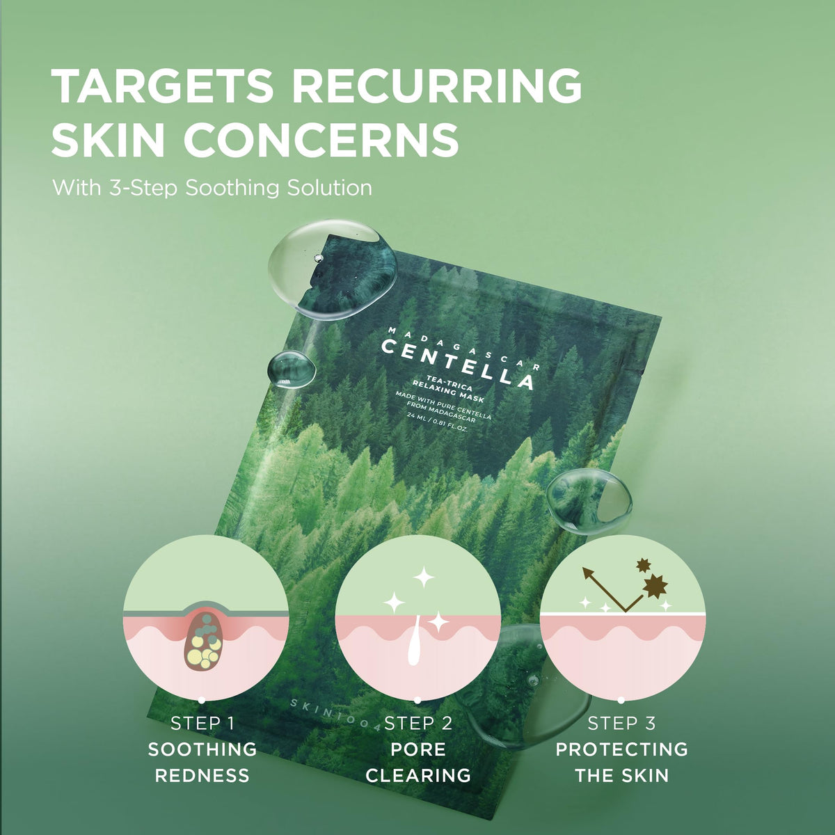 Texture du masque SKIN1004 Centella Tea-Trica sur main