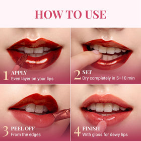 Texture du Peripera Ink Peel Off Lip Stain 01 BLACK CHERRY sur la main