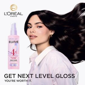 Texture du sérum L'Oreal Paris Elvive Glycolic + Gloss sur fond blanc