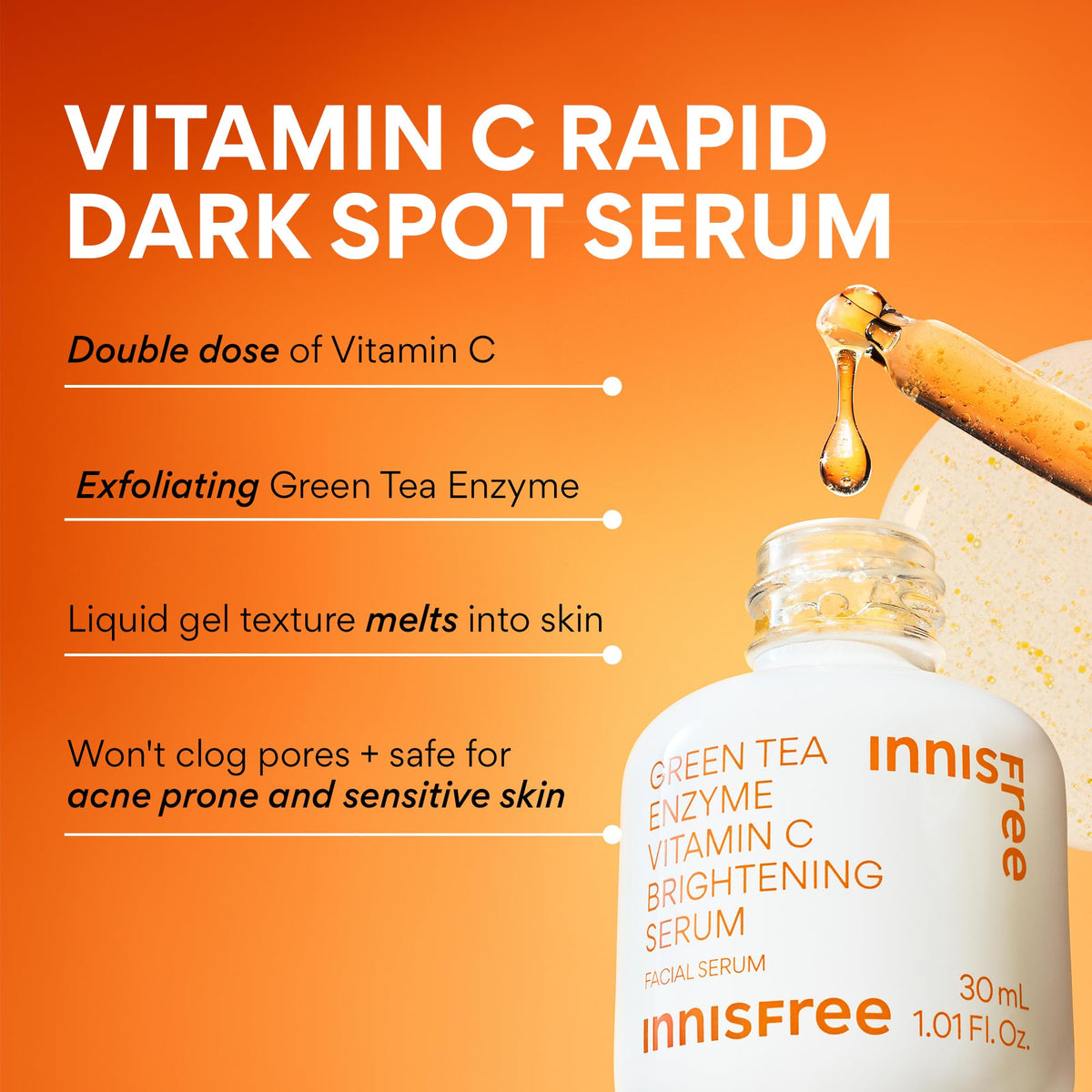 Texture du sérum Vitamine C d'innisfree sur la peau