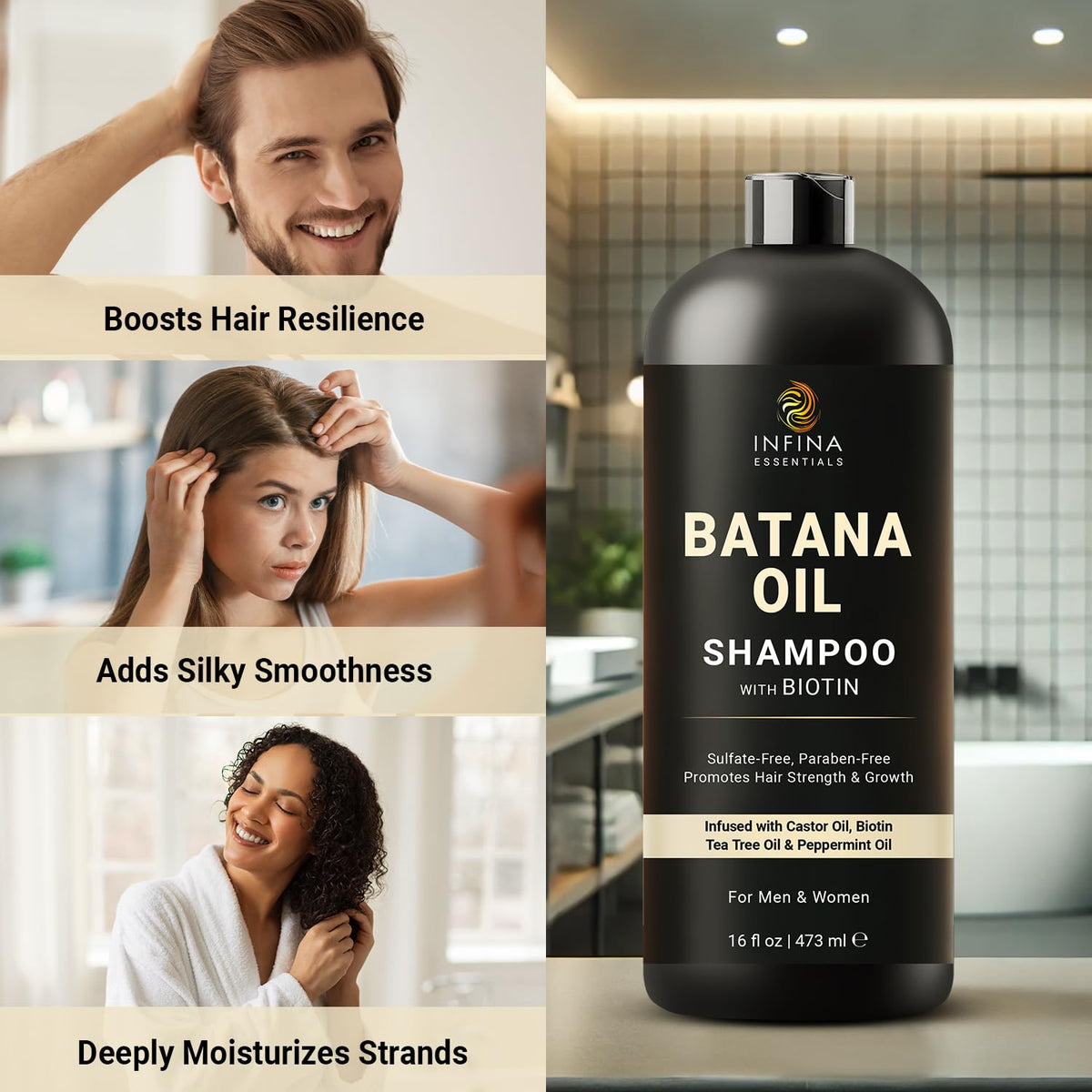 Texture du shampooing INFINA ESSENTIALS à l'Huile de Batana