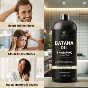 Texture du shampooing INFINA ESSENTIALS à l'Huile de Batana