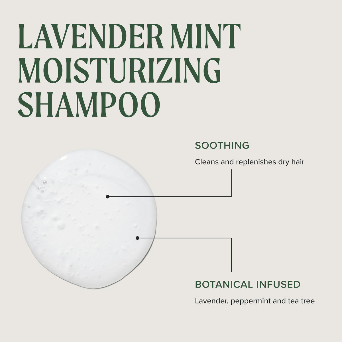 Texture du shampooing Tea Tree Lavande Menthe sur une main