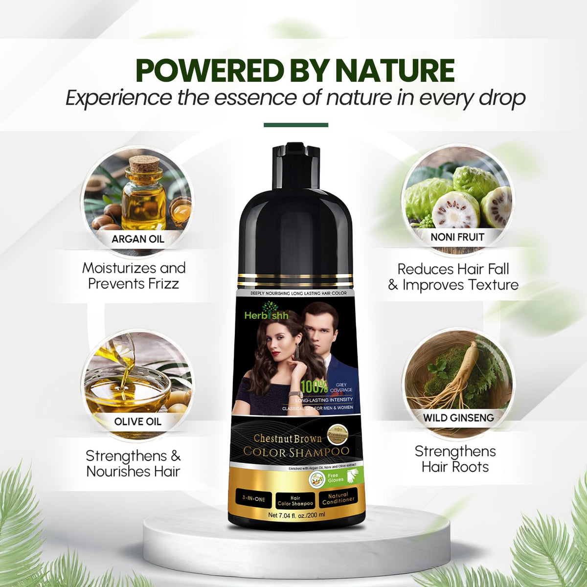Texture du shampooing teinture châtaigne Herbishh sur une main