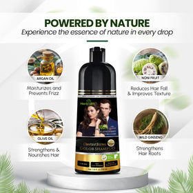 Texture du shampooing teinture châtaigne Herbishh sur une main